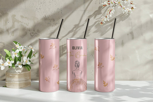 'The Bride' 20oz Skinny Tumbler Pink