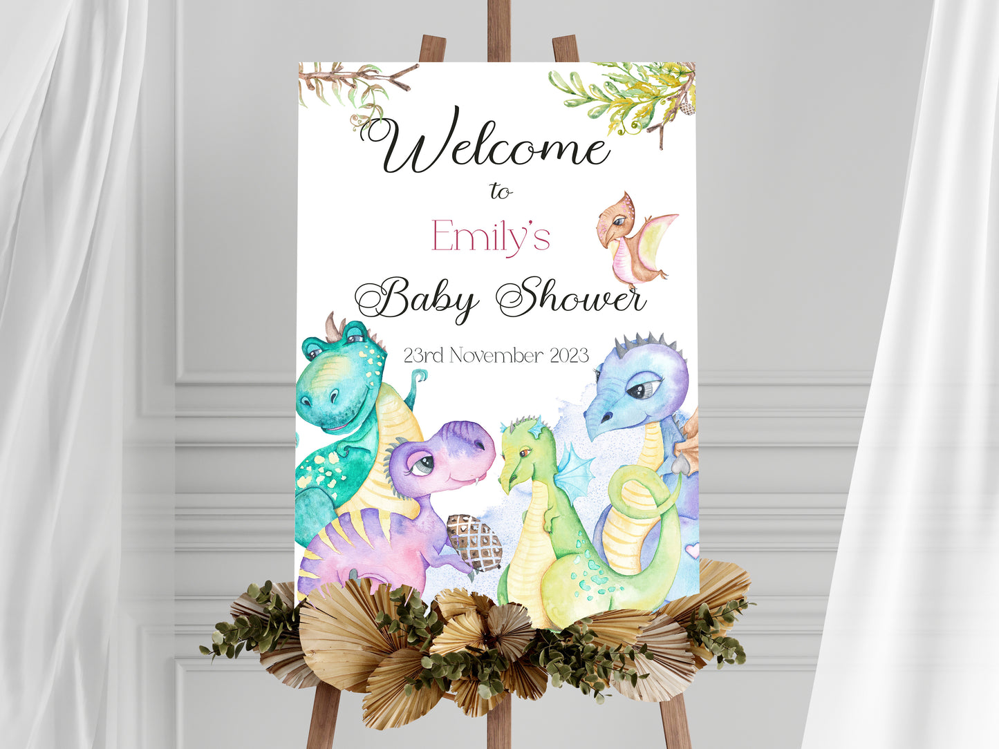 Little Dinosaur Baby Shower Welcome Sign