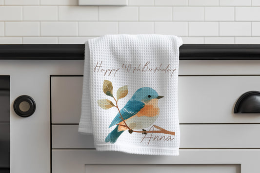 Personalised Cute Bird Design Quality Linen Cooking Apron Gift Set