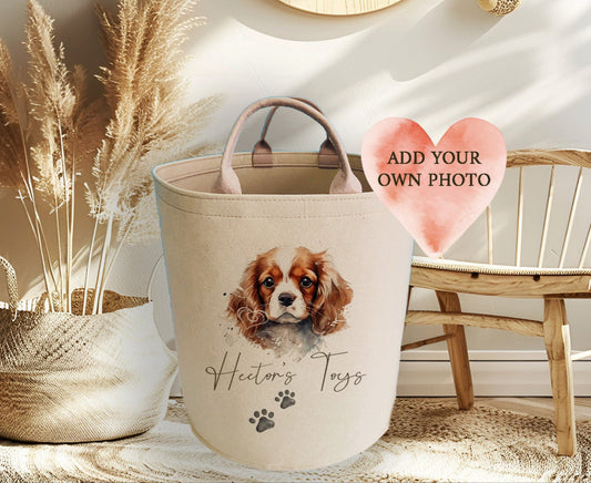 Photo Personalised Dog Toy Basket Matching Large Blanket