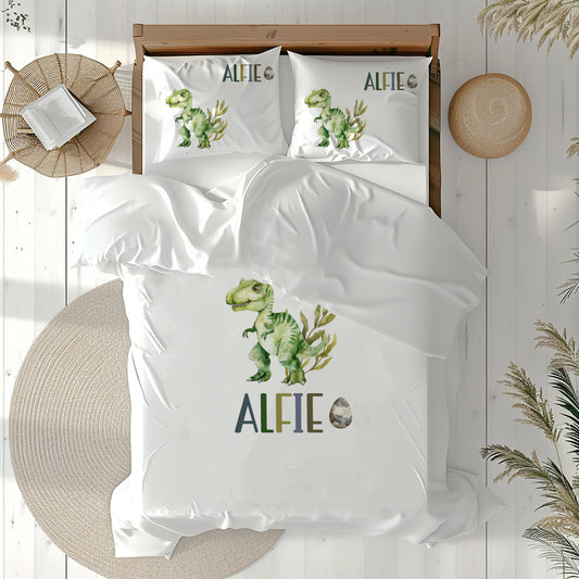 Green T-REX Dinosaur - Personalised Duvet Cover Set