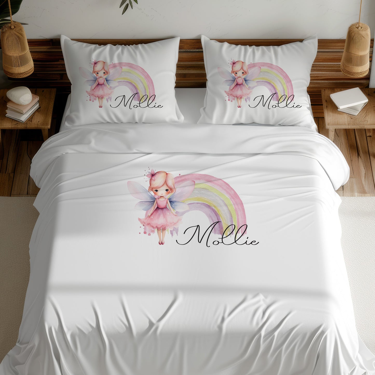 Rainbow Fairy Girl - Personalised Duvet Cover Set