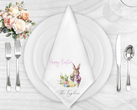 Pink Rabbit Easter Napkin Gift Set