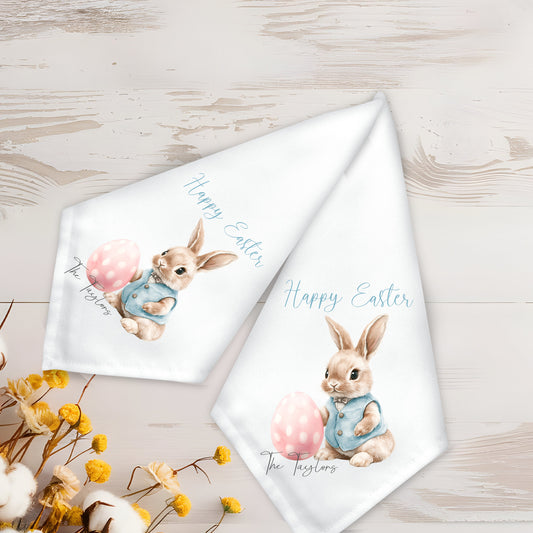 Personalised Easter Rabbit with Eggs Napkin Gift Set