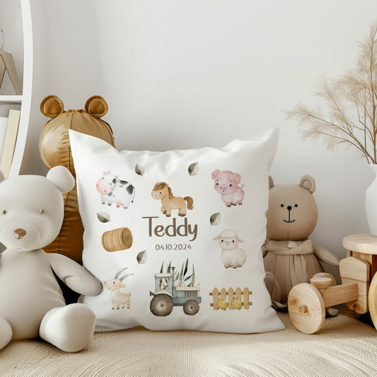 Personalised Farm Animals Design Soft Nursery Cushion