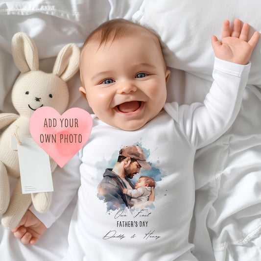Personalised Add Your Own Photo My First Father's Day 2025 Baby Romper