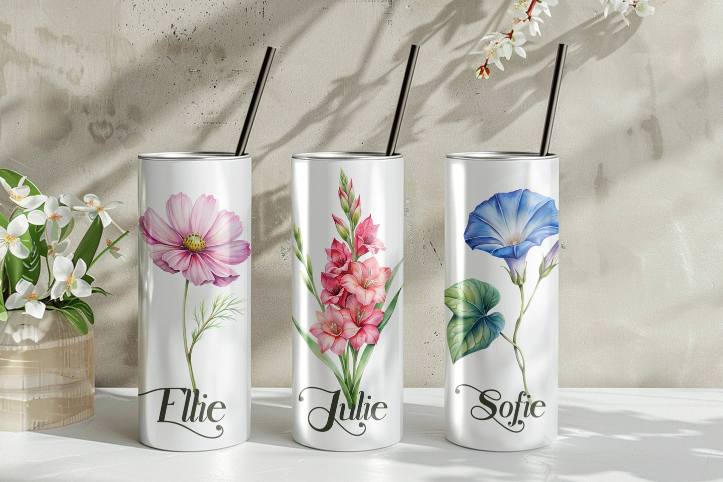Elegant Flower 20oz Skinny Tumbler