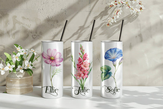 Elegant Flower Personalised Wedding Style 20oz Skinny Tumbler
