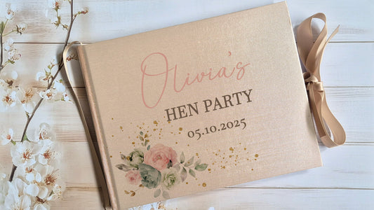 Hen Do Golden Beige Personalised Hardcover Guestbook