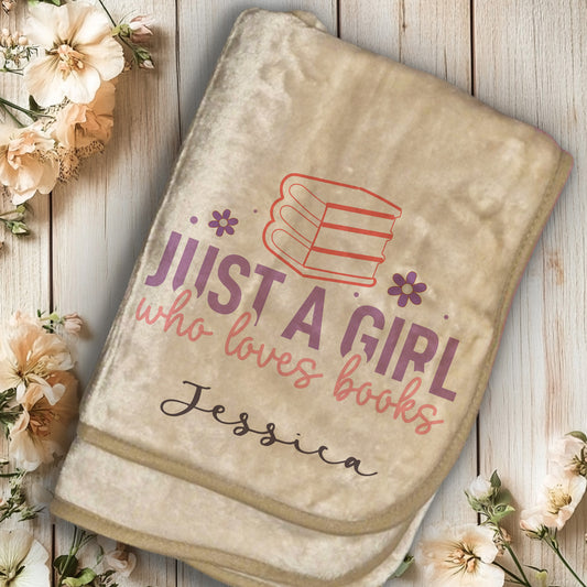 Personalised 'Just a girl who loves books' Cosy Reading Blanket