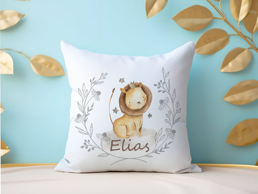 Personalised Lion Design Safari Nursery Cushion