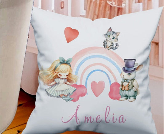 Personalised Alice in Wonderland Large Toy basket Gift Set With Cushion