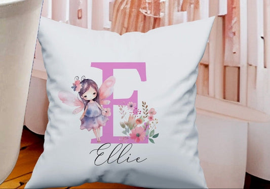 Personalised Fairy Print Letter Large Toy basket Gift Set With Cushion