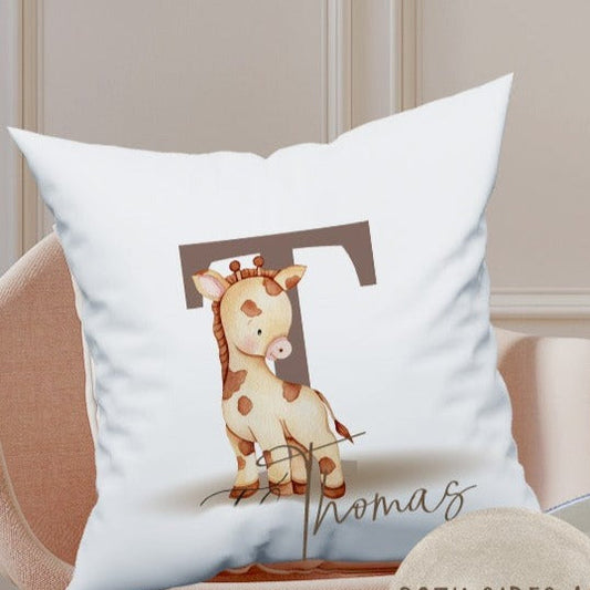 Personalised Kids Giraffe Design Large Toy basket Gift Set With Cushion