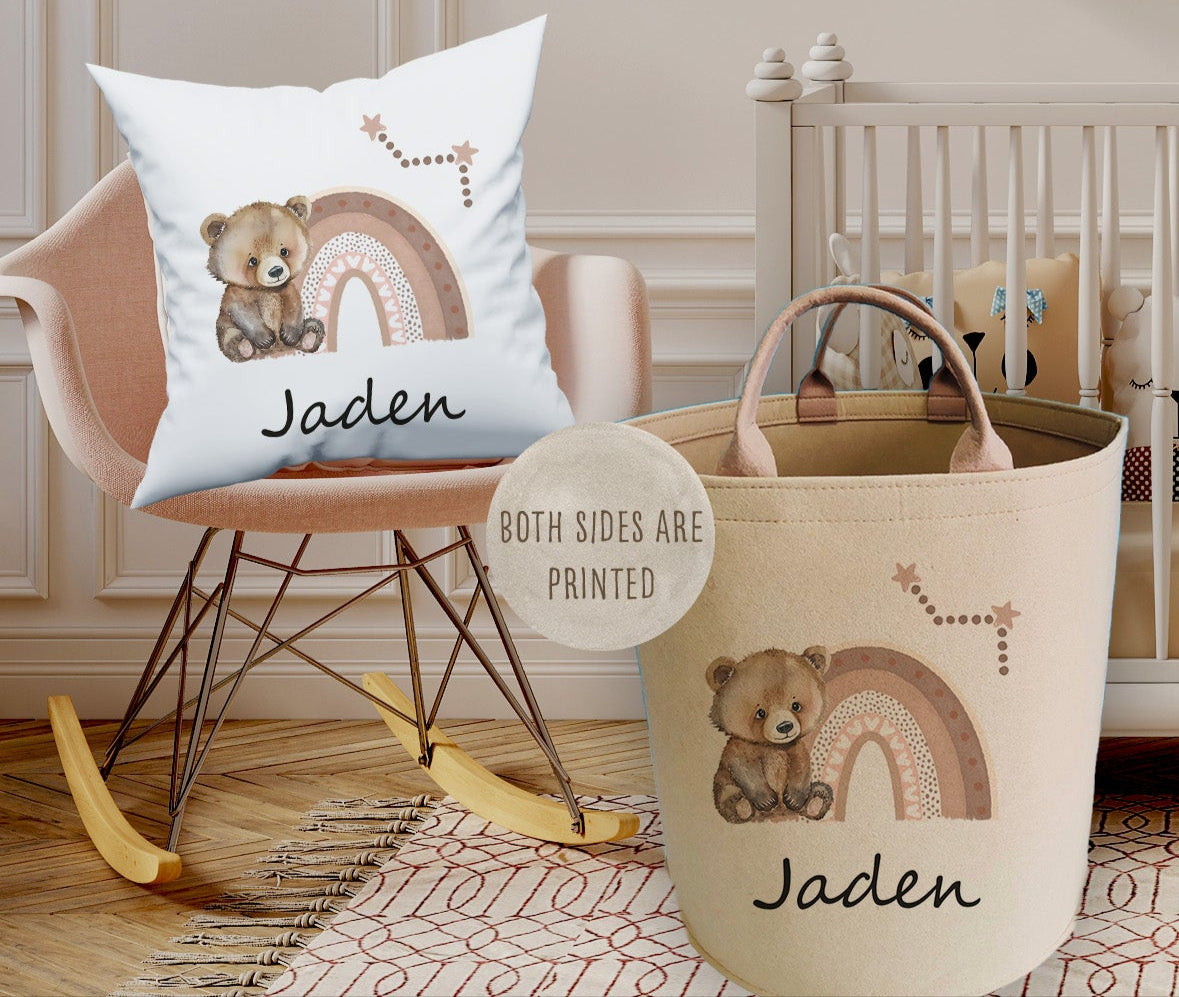 Personalised Kids Bear Design Large Toy basket Gift Set
