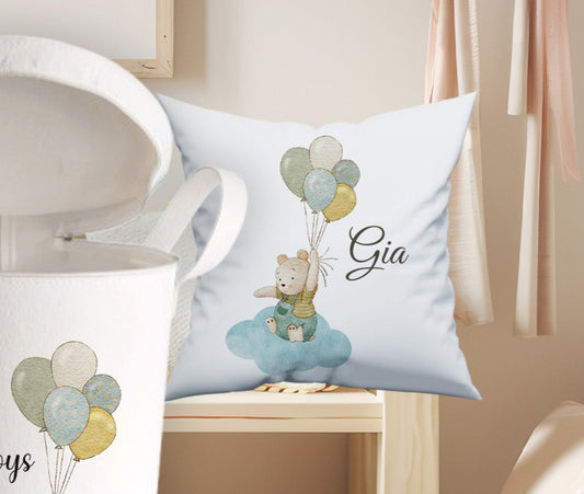 Personalised Bear Theme Large Toy basket Gift Set With Cushion