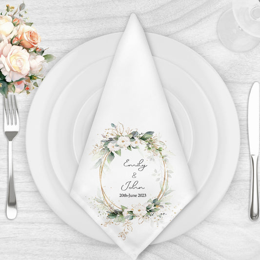 Personalised Floral Eucalyptus Design Wedding Napkin Set