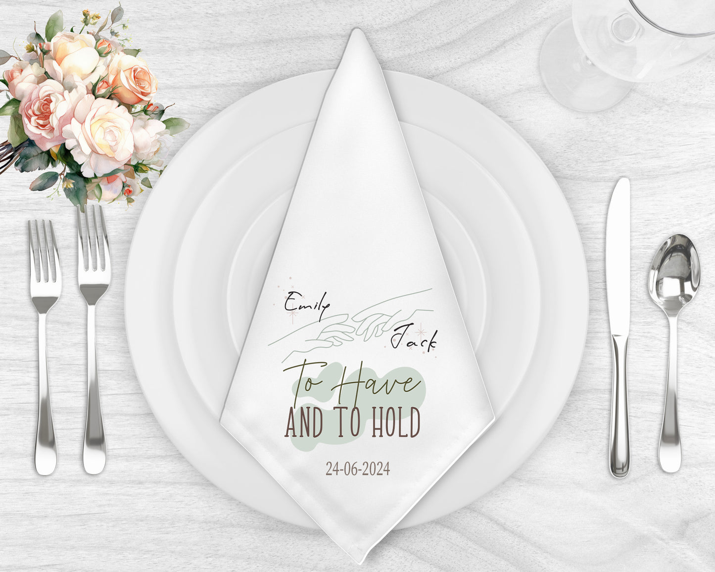 Personalised Mr and Mrs Elegant Wedding Napkin Set