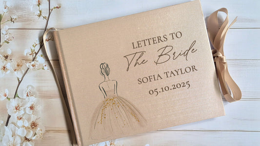 Letters to the Bride Golden Beige Personalised Hardcover Guestbook