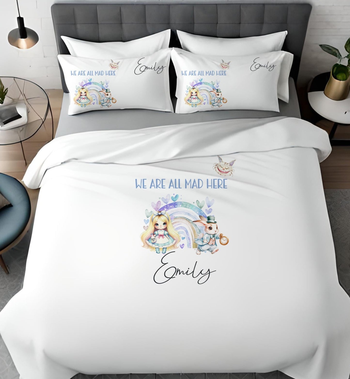 We Are All Mad Here -Alice in Wonderland Personalised Duvet Cover Set