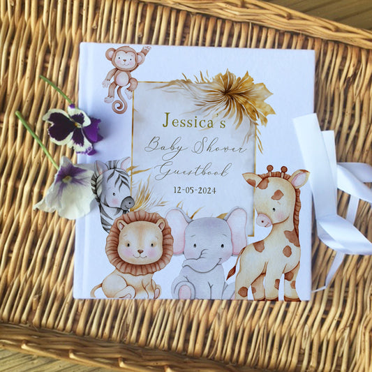 Gold Safari Baby Shower Welcome Sign, Personalised banner
