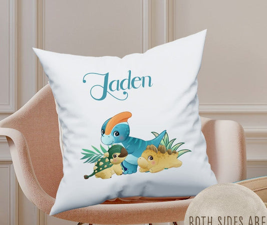 Personalised Dinosaur Print Large Toy basket Gift Set With Cushion