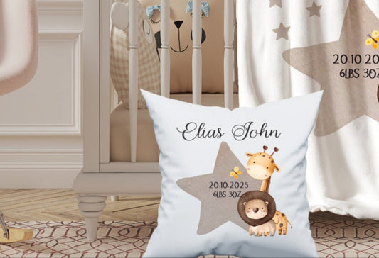 Customised Floral Safari Animals Comforter Baby Blanket Cushion Set