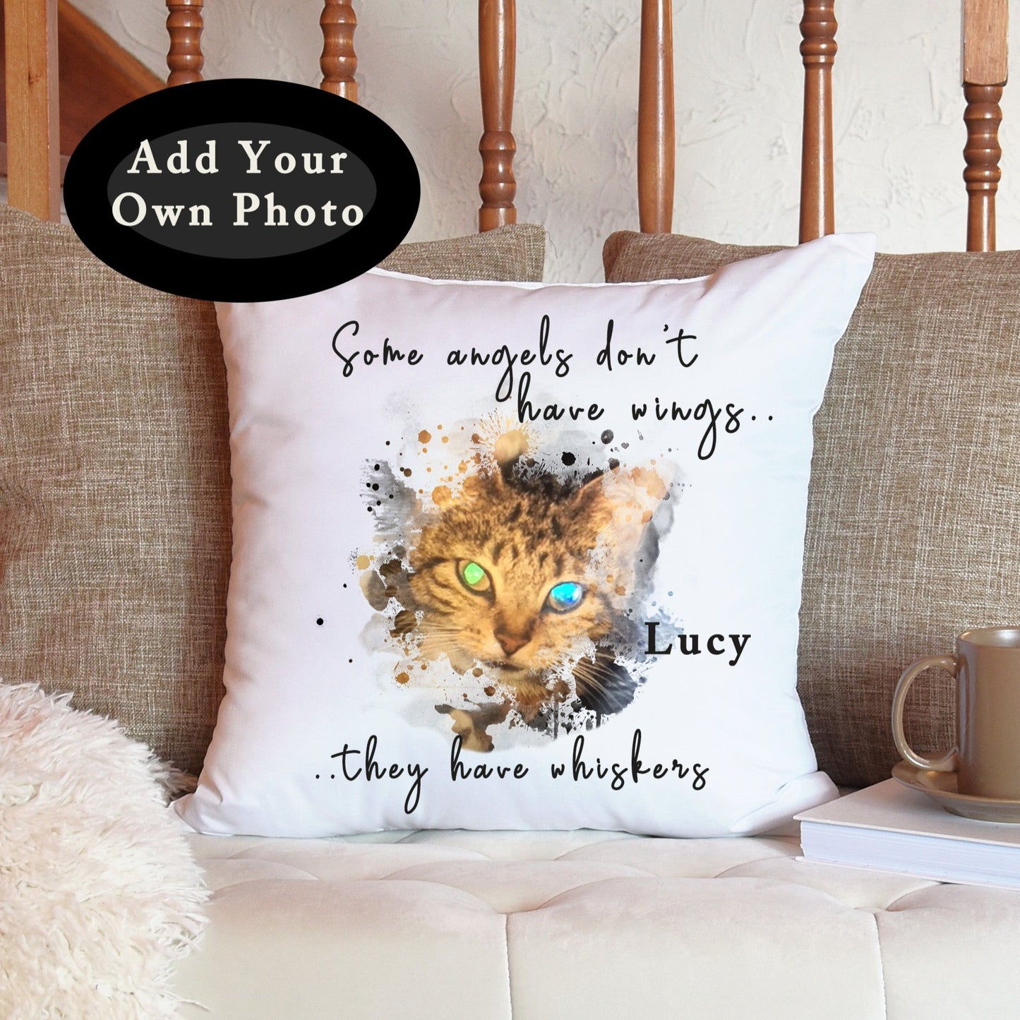 Personalised Own photo Design Cat Lovers Memory Cushion