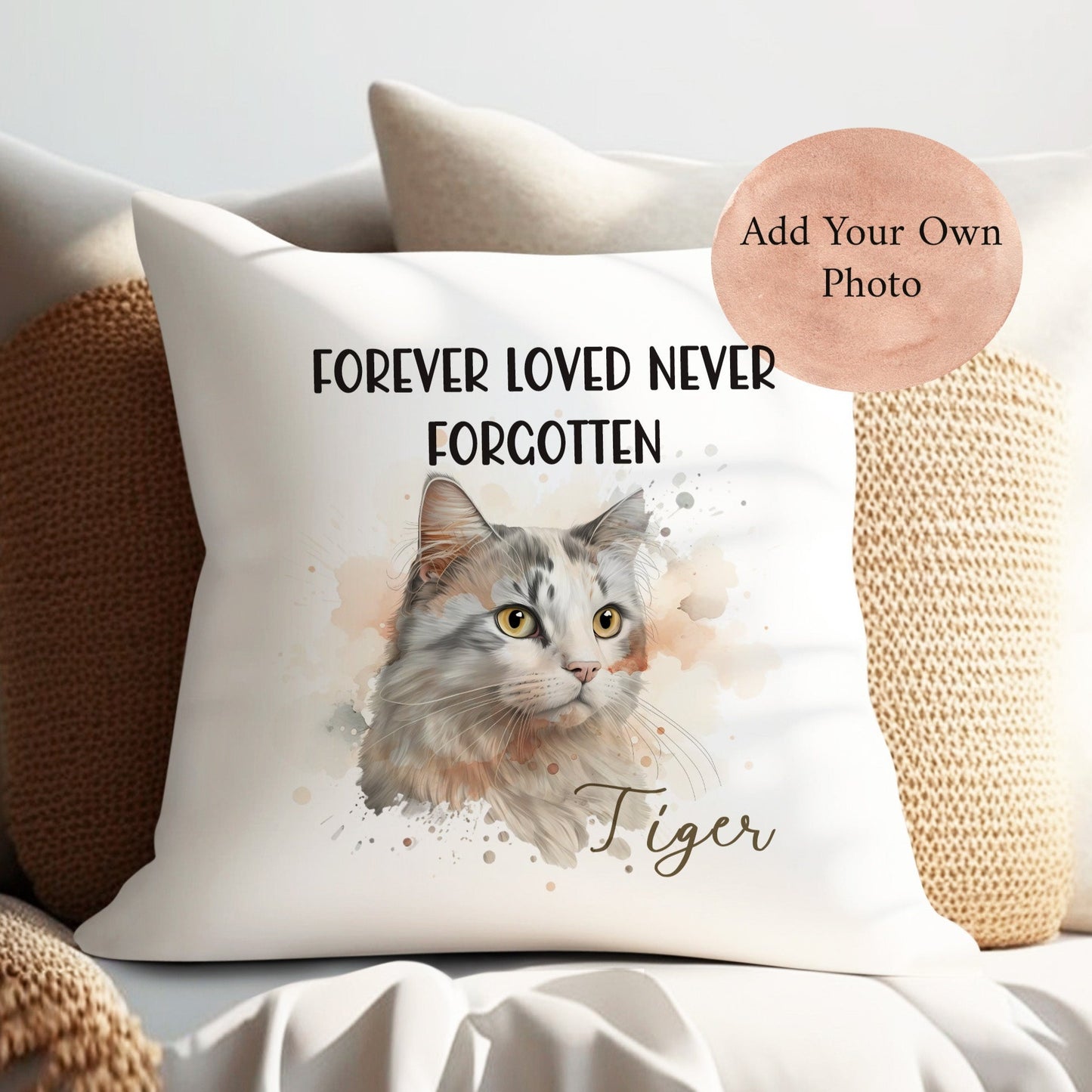 Customised own Portrait Print Cat Lovers Memory Cushion