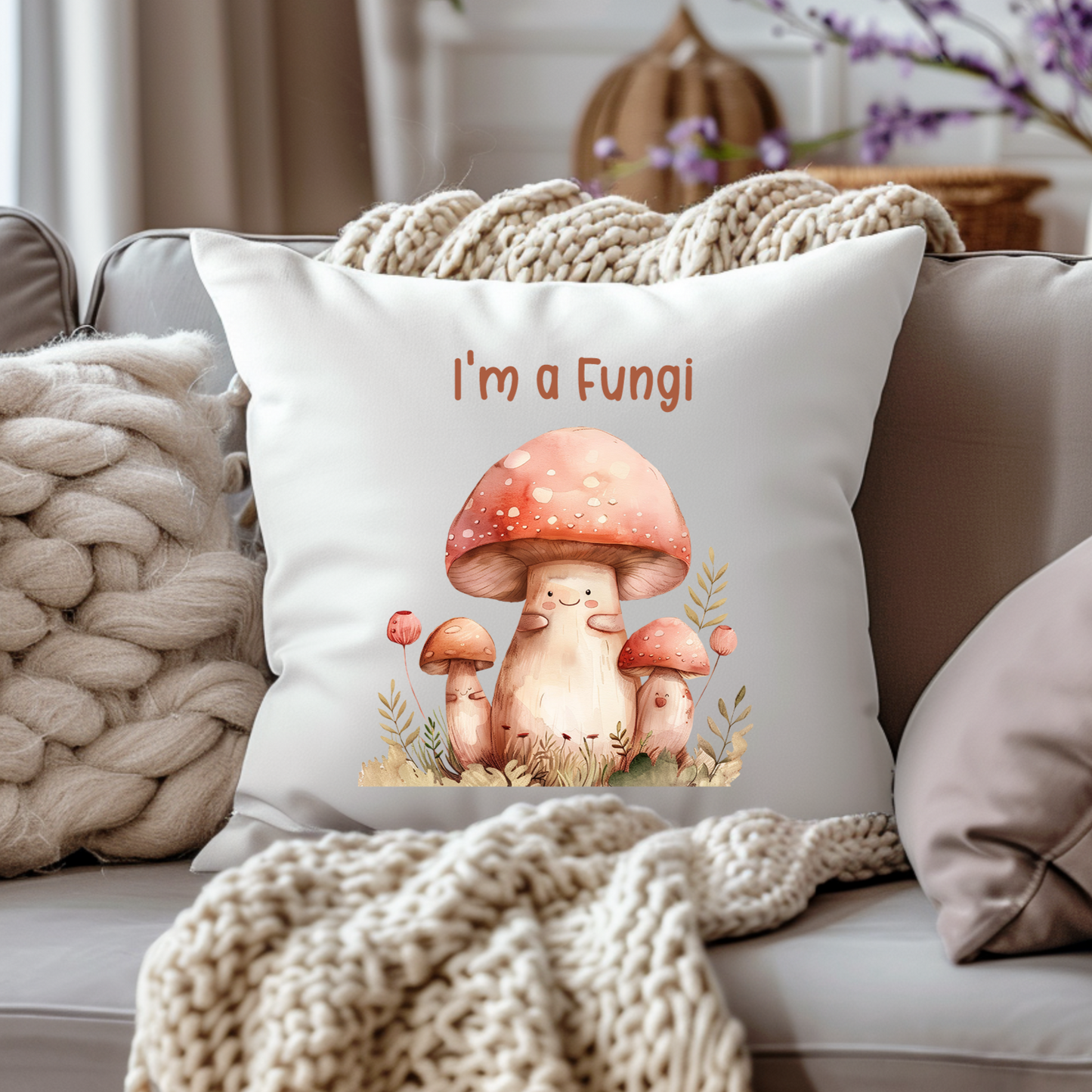 'I'm a Fungi' Mushroom Cute Funny Decor Cushion