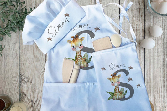 Cute Giraffe With Initial - Personalised Kids Baking Set