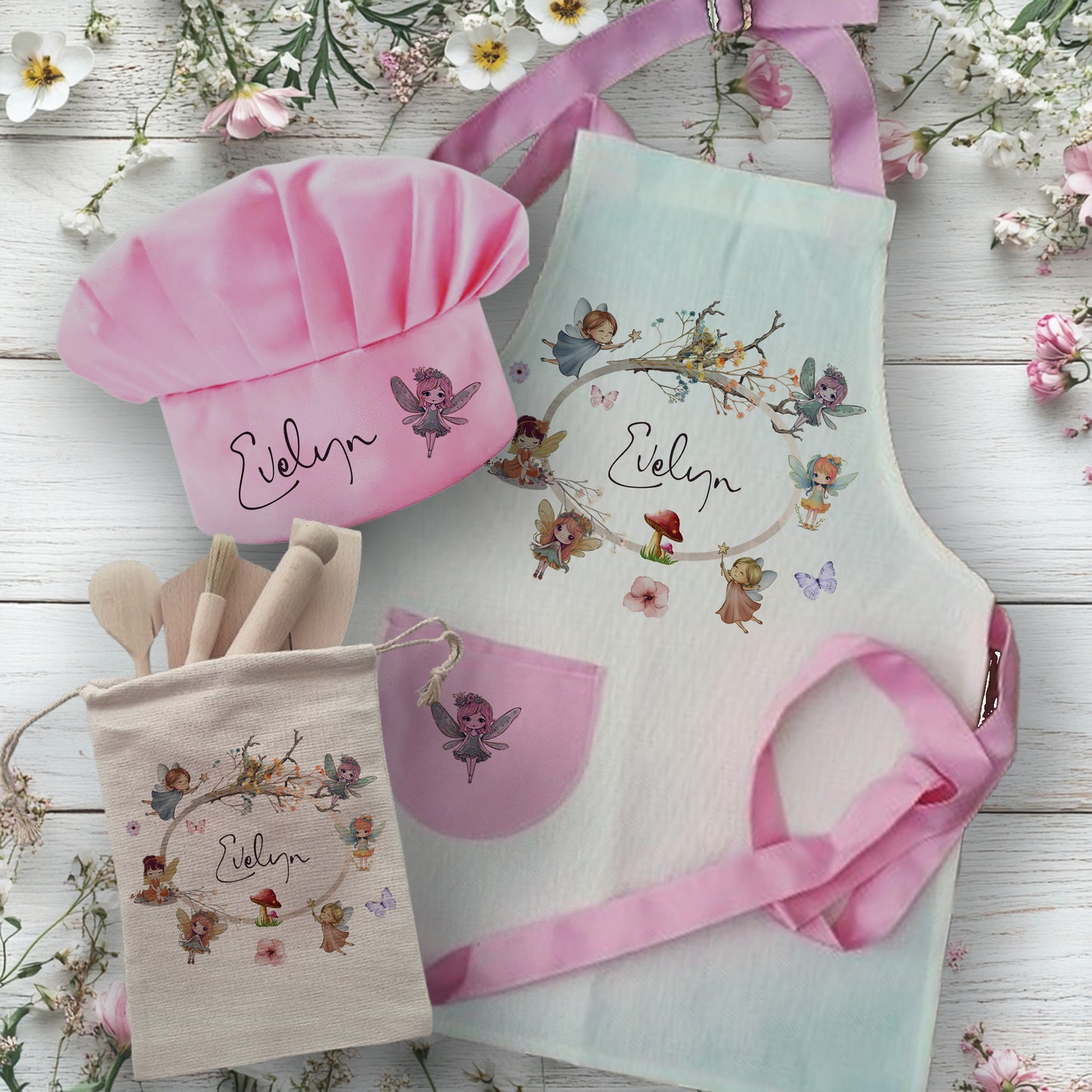 Fairy Party - Personalised Kids Kitchen Linen Baking Set