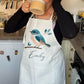 Personalised Cute Bird Design Quality Linen Cooking Apron Gift Set