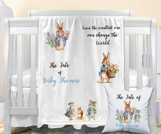 Floral Bunny - Personalised Baby Blanket Set