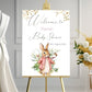 Pink Bunny Floral Baby Shower Welcome Sign