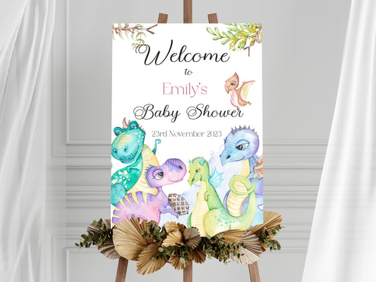 Little Dinosaur Baby Shower Welcome Sign