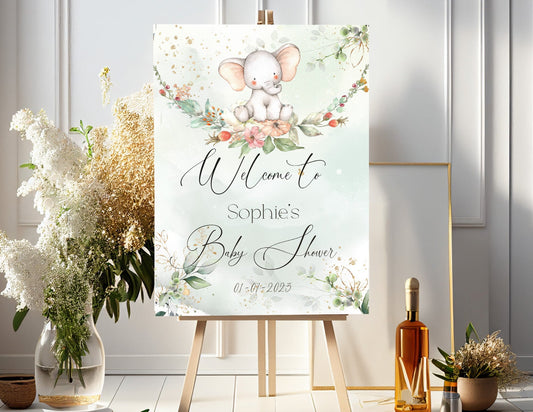 Personalised Elephant Baby Shower Welcome Sign