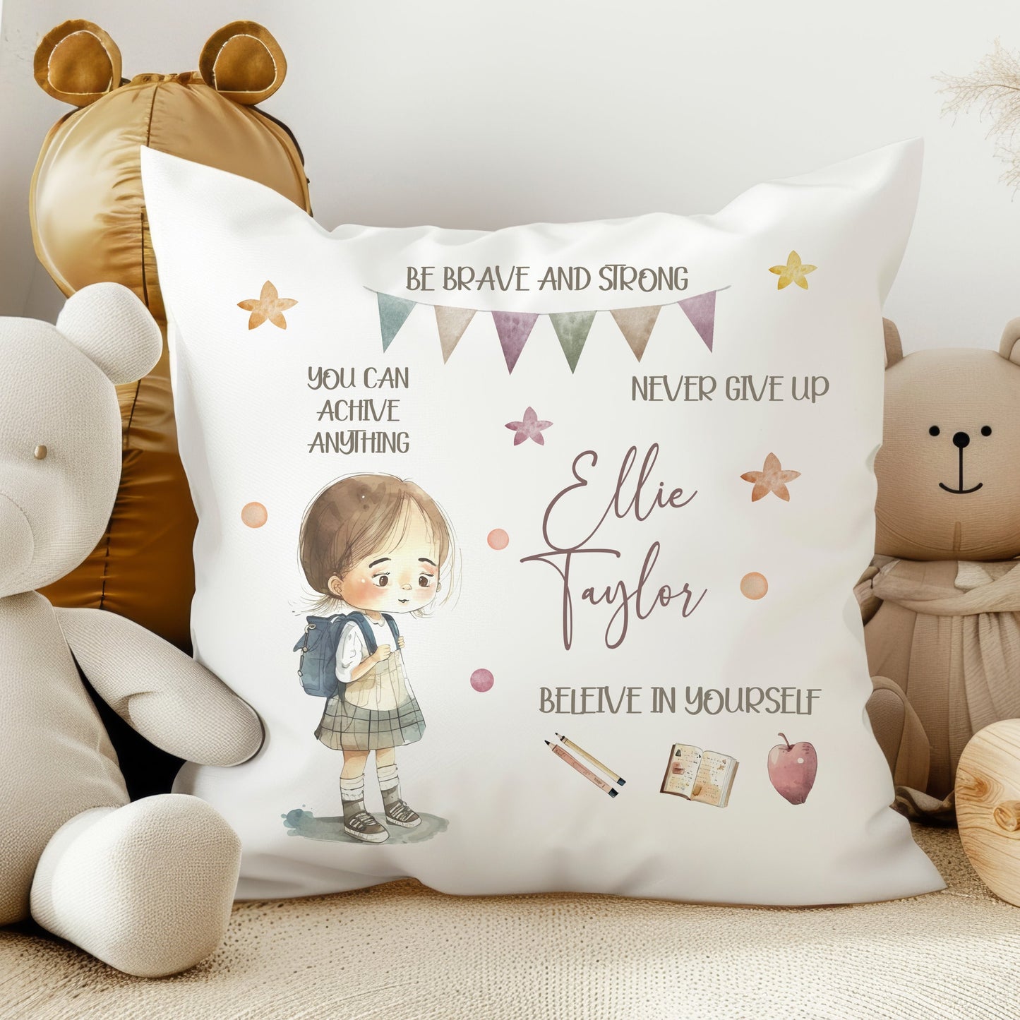 Personalised First Day In School  Soft Keepsake Cushion