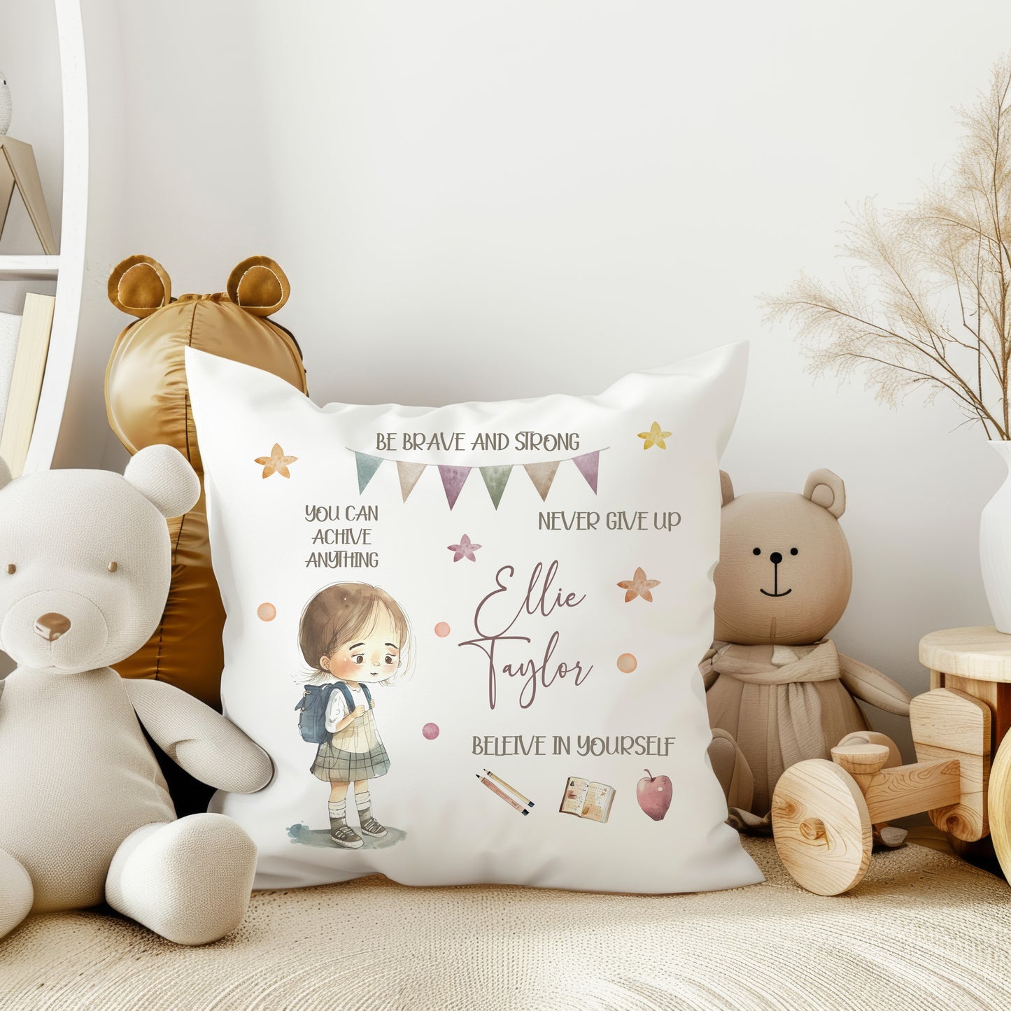 Personalised First Day In School  Soft Keepsake Cushion