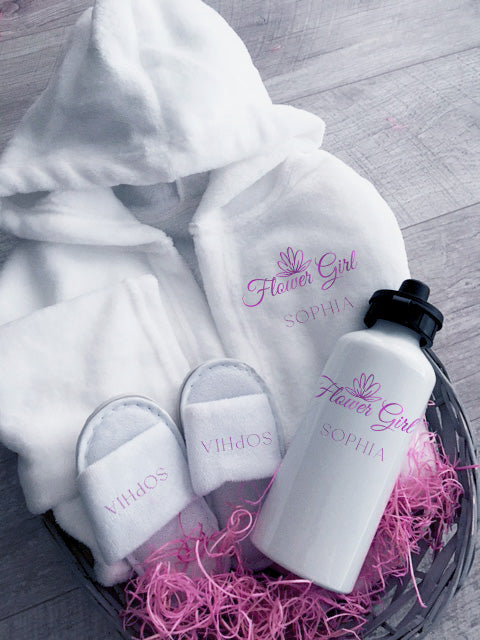 Flower Girl Theme - Personalised Kids Wedding Gift Bathrobes Set