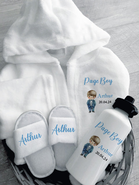 Page Boy Theme - Personalised Kids Wedding Gift Bathrobes Set