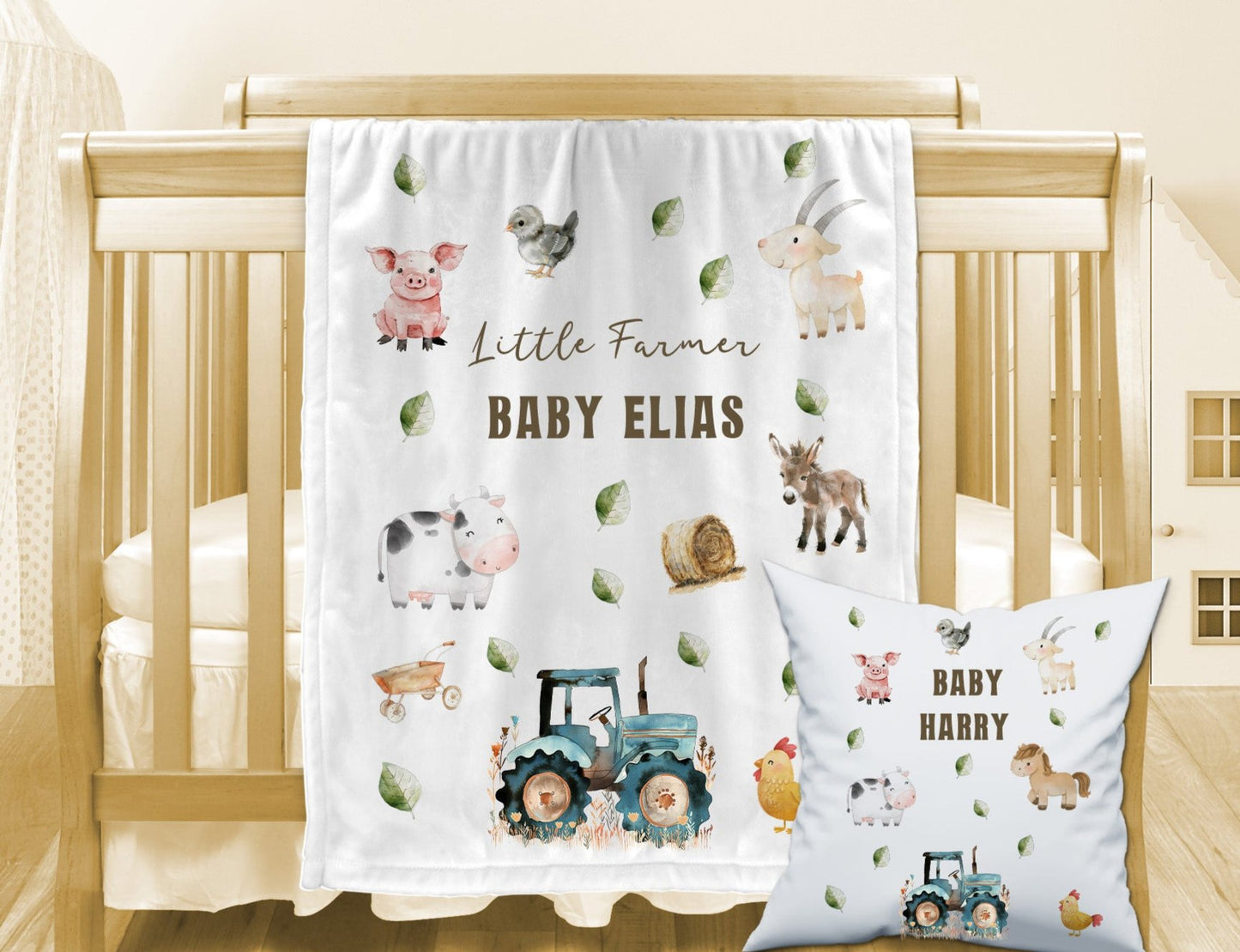 FUTURE FARMER- Personalised Baby Blanket Cushion Romper Set