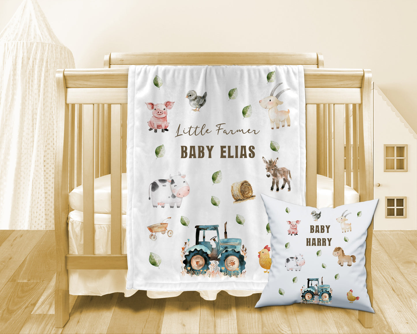 FUTURE FARMER- Personalised Baby Blanket Cushion Romper Set