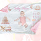 Personalised Pink  Fairy Tale Milestone Baby Blanket Gift Set