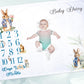 Blue Bunny - Personalised Milestone Baby Blanket Gift Set