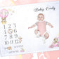 Pink Hot Air Balloon Milestone Baby Blanket Gift Set