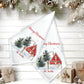 Personalised Christmas Red House With Tree Design Napkin Set