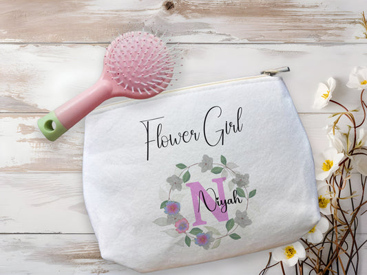 Flower Girl Wreath Makeup Bag