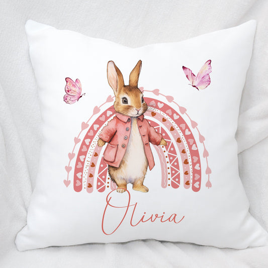 Pink Rabbit with rainbow Nursery Cushion Set