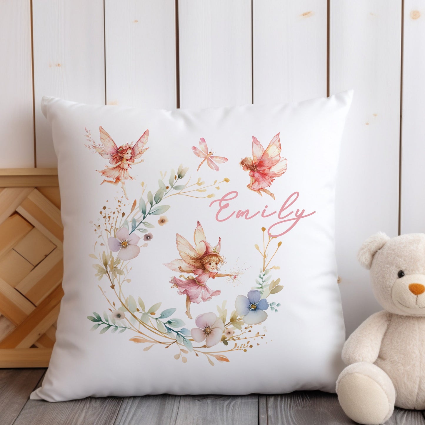 Personalised Fairy Floral Nursery Cushion